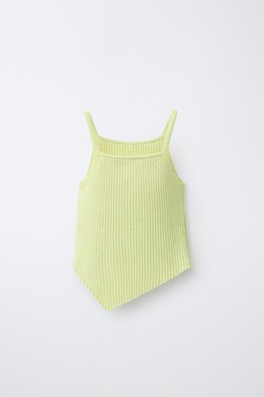 TOP BRILLANT ASYMÉTRIQUE - Citron vert de Zara - Image 1