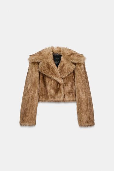 SHORT FAUX FUR JACKET ZW COLLECTION - Beige by Zara