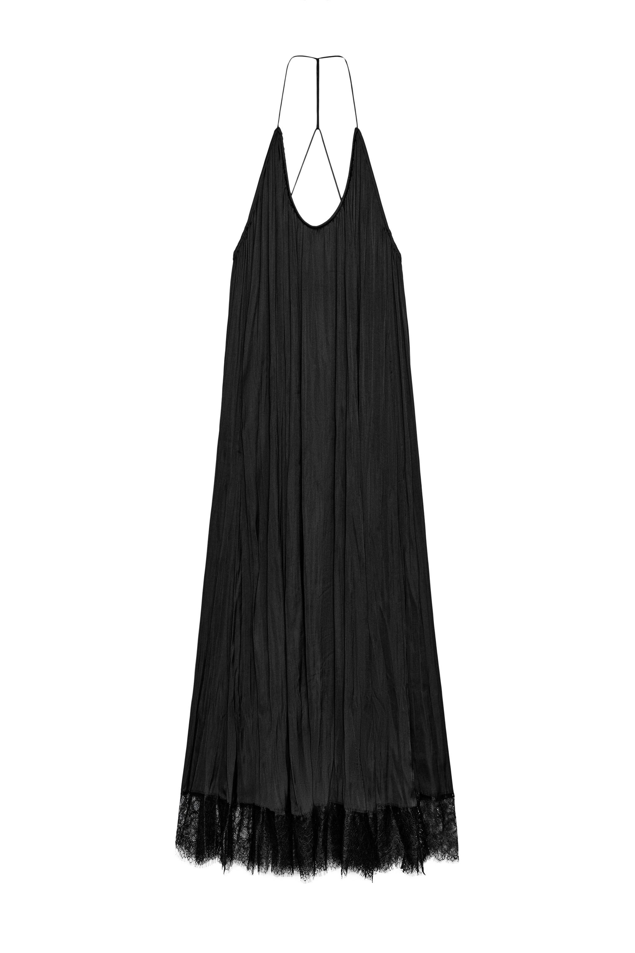 ZW COLLECTION SATIN LACE HALTER DRESS - Black | ZARA United States