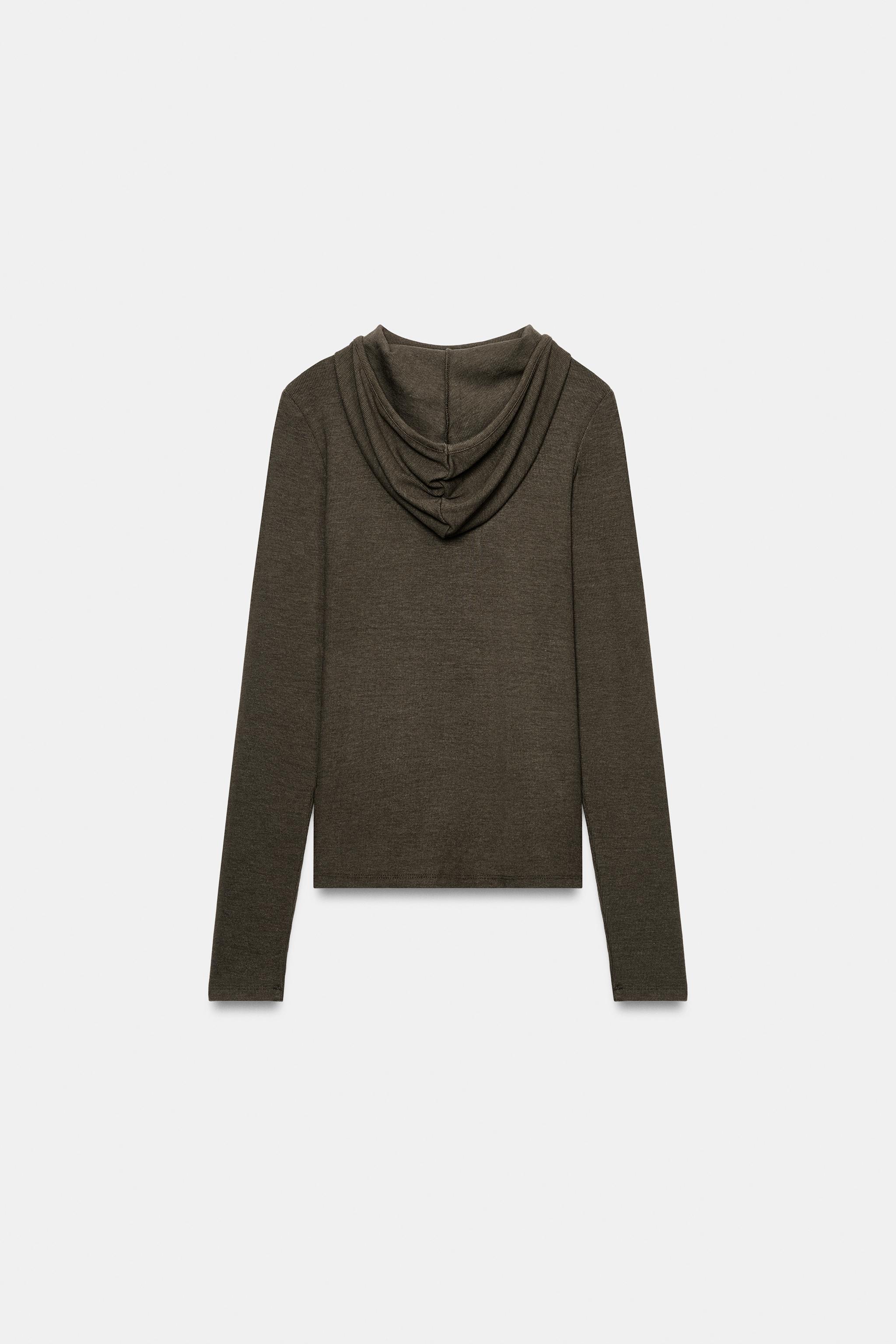 Zara KAPÜŞONLU SLIM FIT T-SHIRT görsel 7