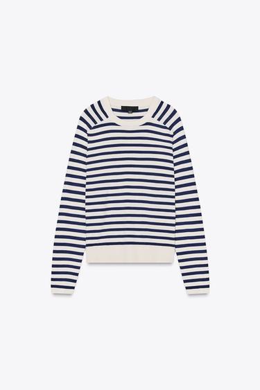 Zara 條紋針織衫 - 裸色 / 藍色