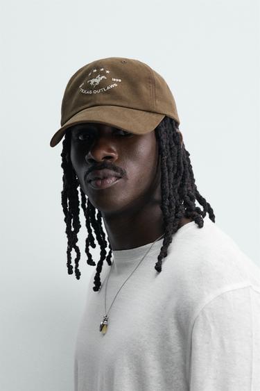 CONTRAST EMBROIDERED CAP - Brown by Zara - Image 1