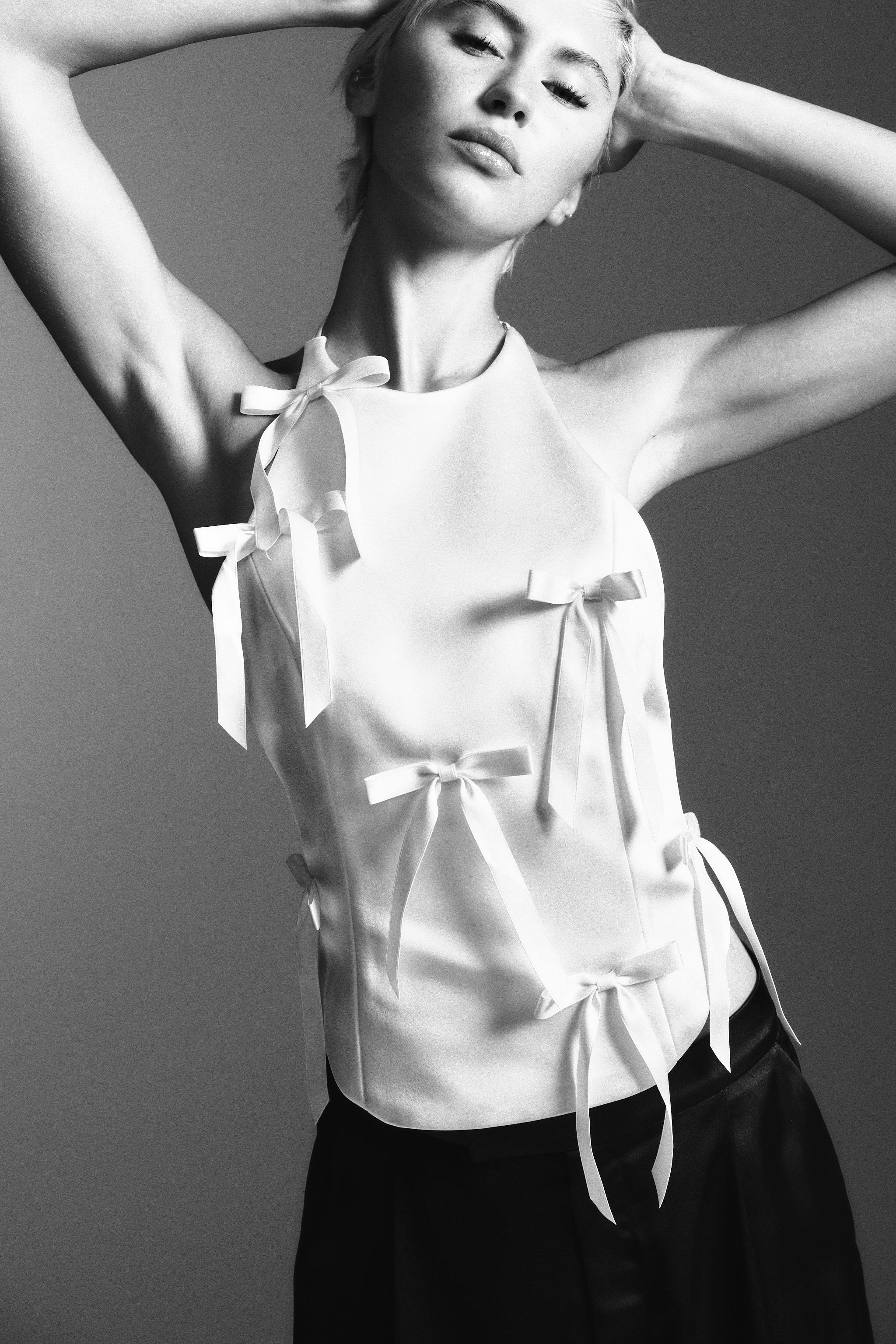 TIE HALTER TOP - Oyster-white | ZARA United States