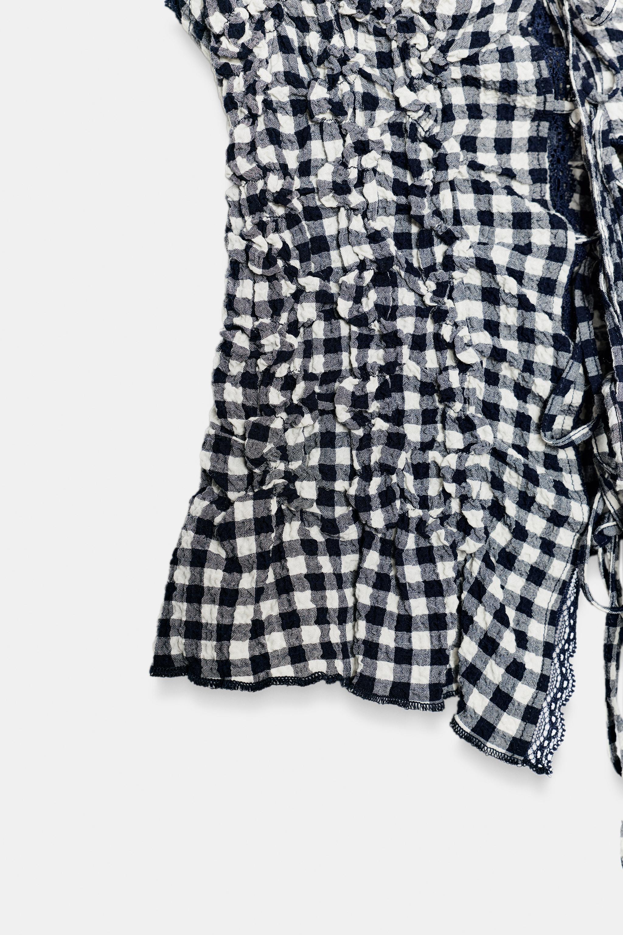 DRAPED GINGHAM TOP