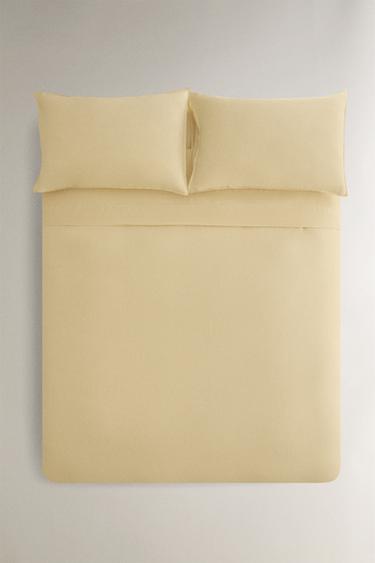 WASHED LINEN DUVET COVER (140 GSM) - Yellow by Zara