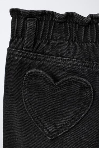 JEAN PAPERBAG POCHES CŒUR - Noir de Zara - Image 3