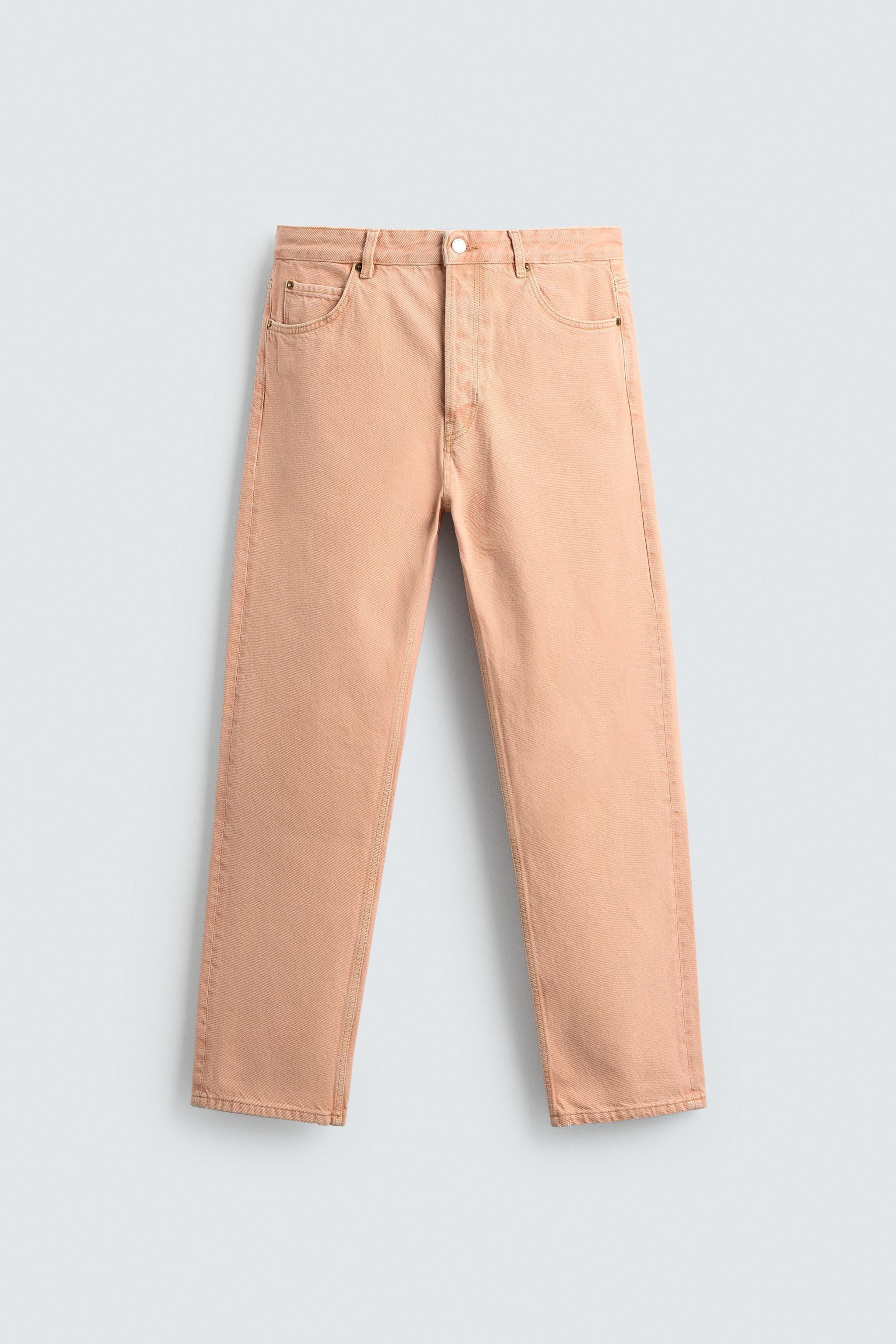 FADED WASH STRAIGHT-LEG JEANS — Orange
