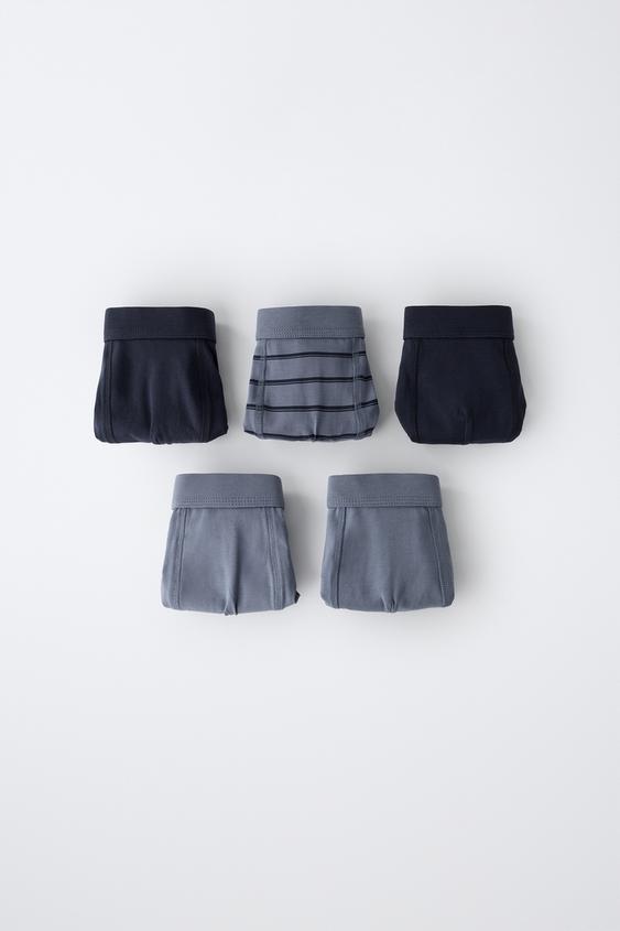 6-14 ЛЕТ/ НАБОР ИЗ 5 ТРУСОВ-БОКСЕРОВ В ПОЛОСКУ И ОДНОТОННЫХ — СИНИЙ от Zara — изображение 0