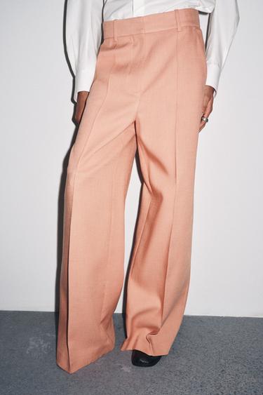 Zara MINIMAL PANTS ZW COLLECTION - Pastel pink