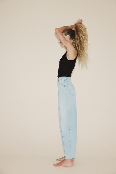 HIGH-WAIST BARREL TRF JEANS - Light blue by Zara - Image 3
