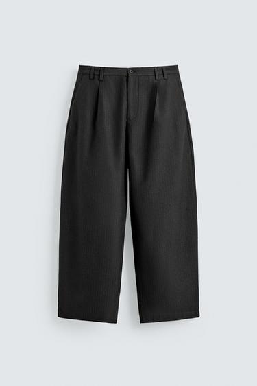 PINSTRIPED SUIT TROUSERS WITH PLEATS - Dark grey by Zara
