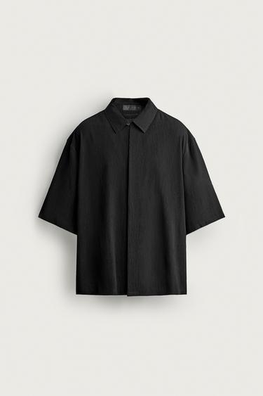TEXTURED BOXY FIT SHIRT - Black by Zara - Image 0