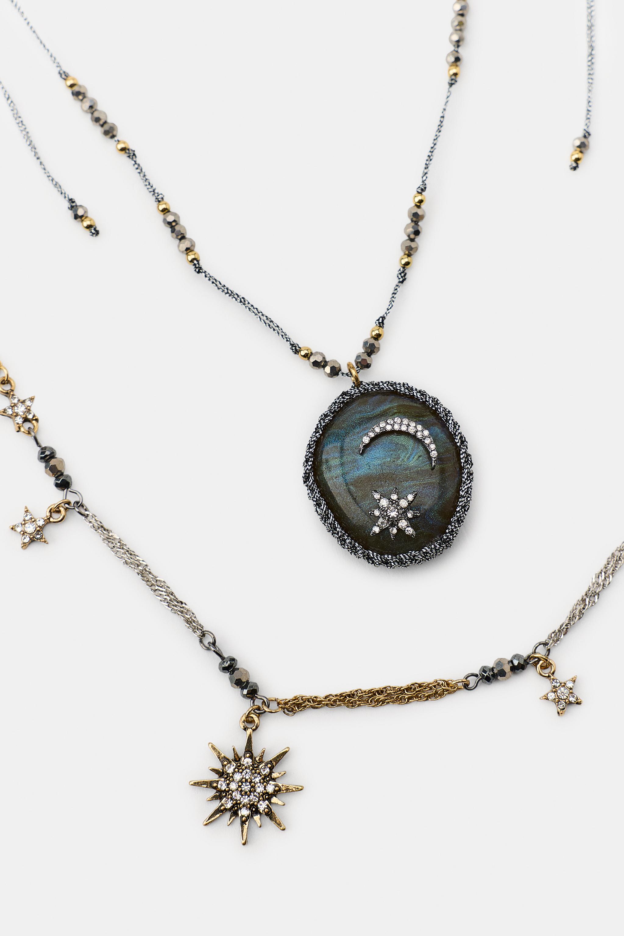 Женские аксессуары Zara 2-PACK COMBINED STONE AND STAR NECKLACES — фото 3