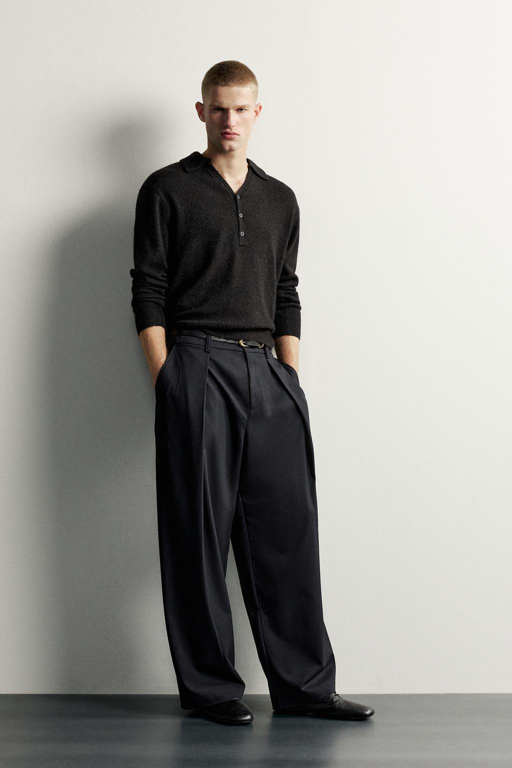 INVERTED PLEAT WIDE-LEG TROUSERS
