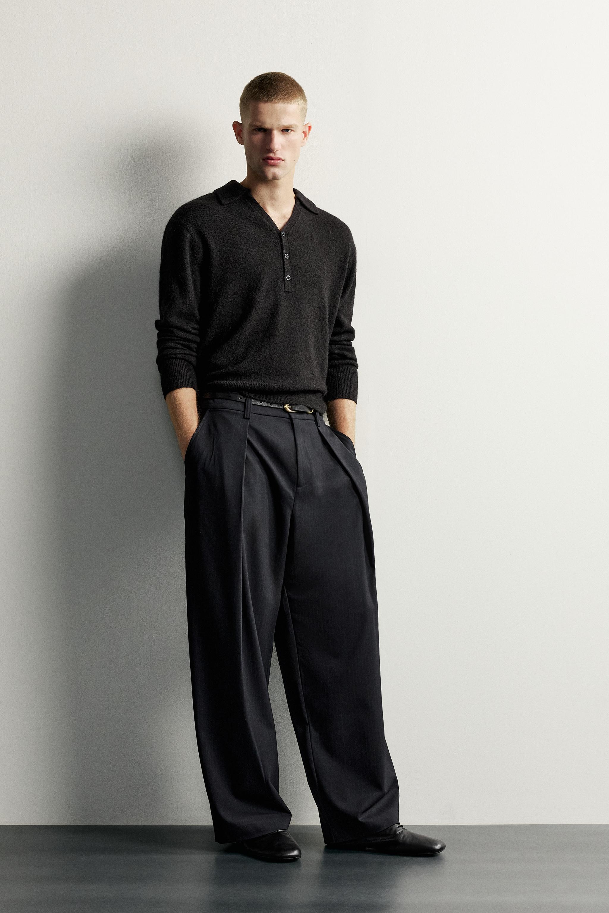 PANTALON COUPE LARGE À PLIS INVERSÉS