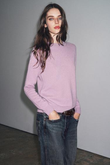 BASIC 100% CASHMERE SWEATER - Light lilac by Zara