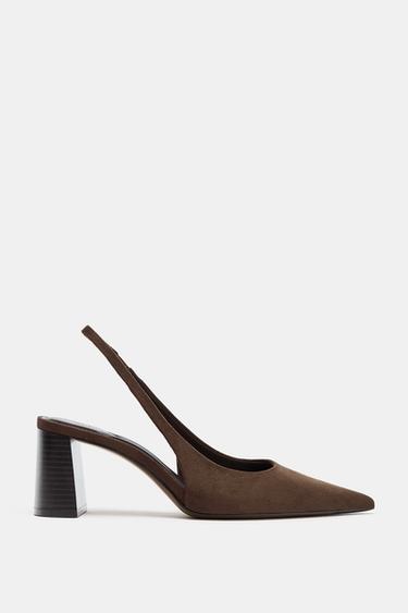 BLOCK HEEL SLINGBACK SHOES - Brown by Zara