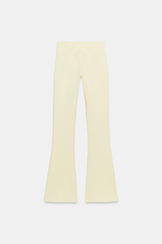 PANTALON EN MOLLETON FLARE - Jaune de Zara - Image 3