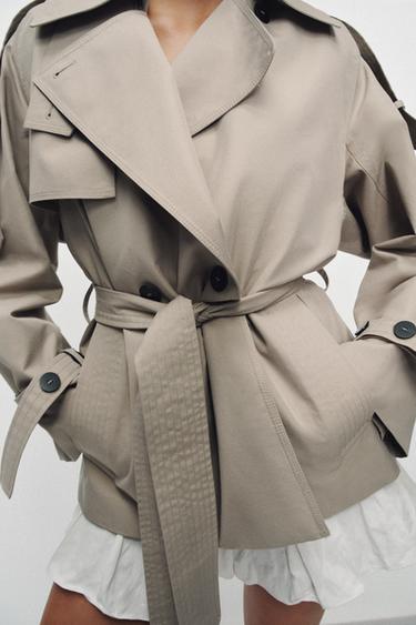 TRENCH OVERSIZE DÉPERLANT ZW COLLECTION - Gris clair de Zara - Image 4