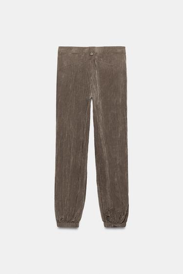 FLOWING TEXTURED TROUSERS - Brown / Taupe by Zara - Image 6