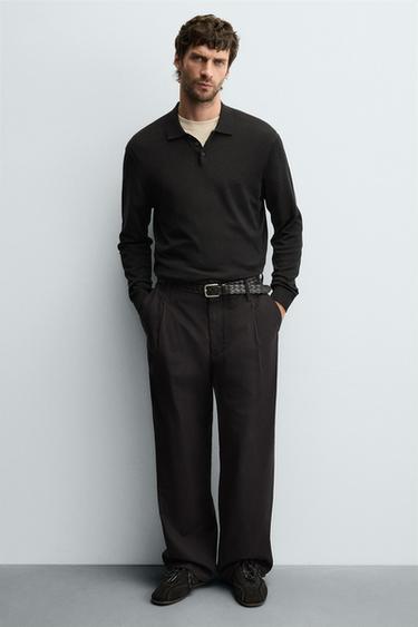 ZAPATILLA PIEL SUELA ULTRAFINA - Negro de Zara - Imagen 0