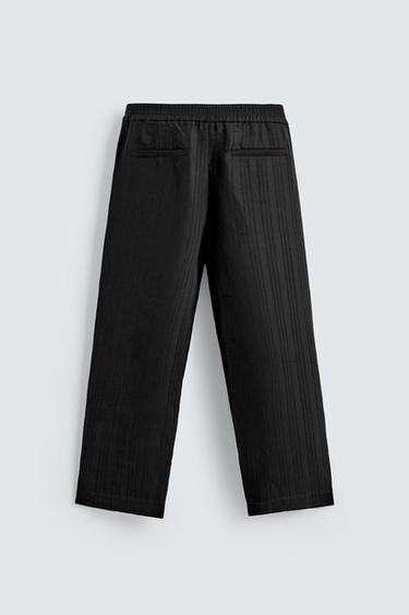 PANTALON EN JACQUARD À RAYURES - Noir de Zara - Image 6