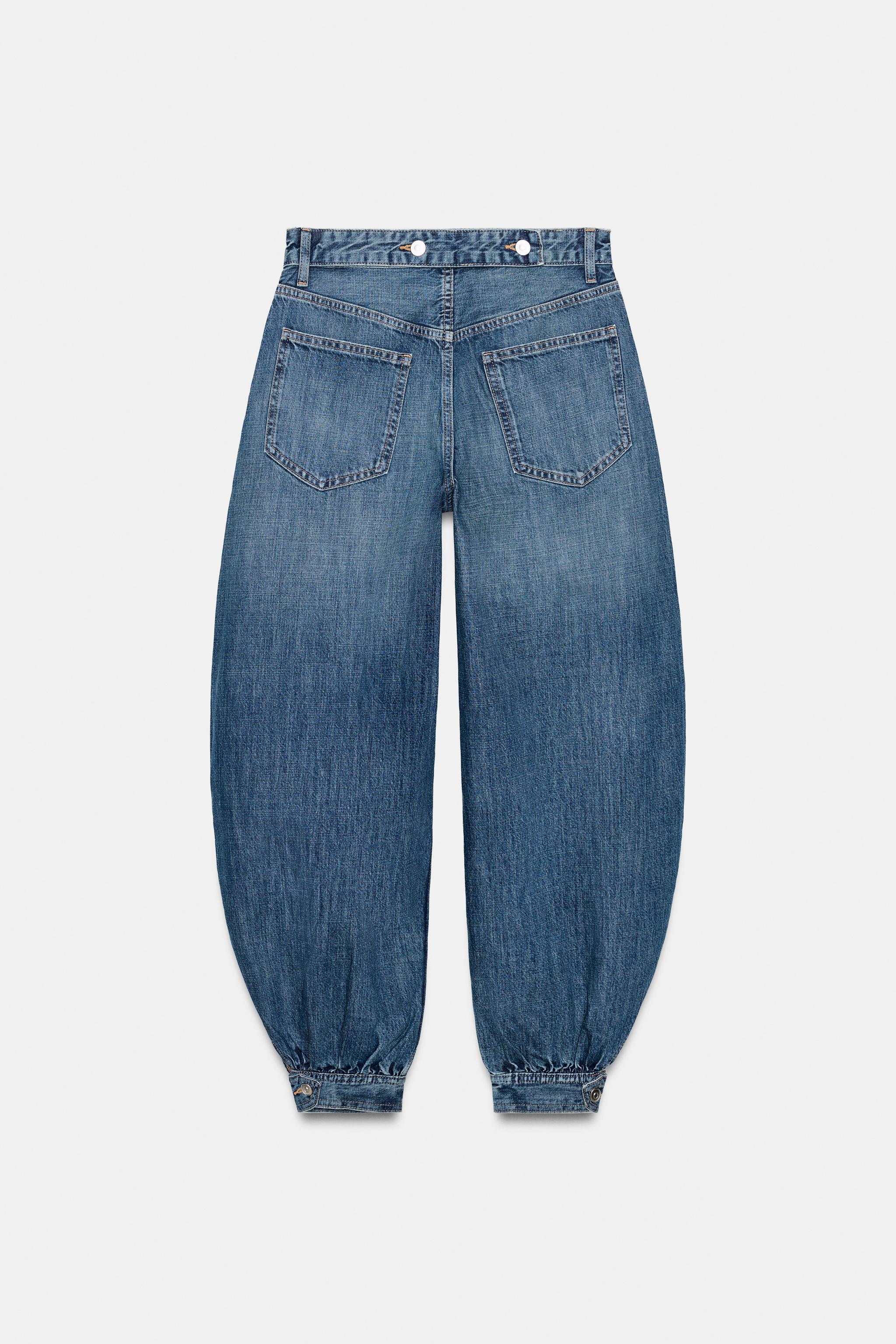 TRF MID-RISE BALLOON JEANS WITH BUTTON TABS