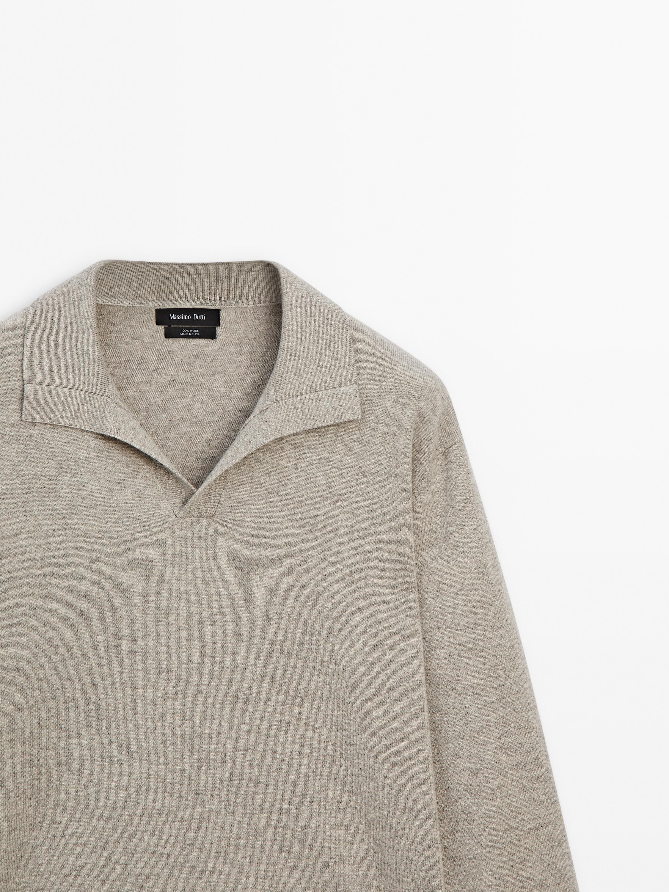 100% wool knit polo sweater - Khaki marl | ZARA United States