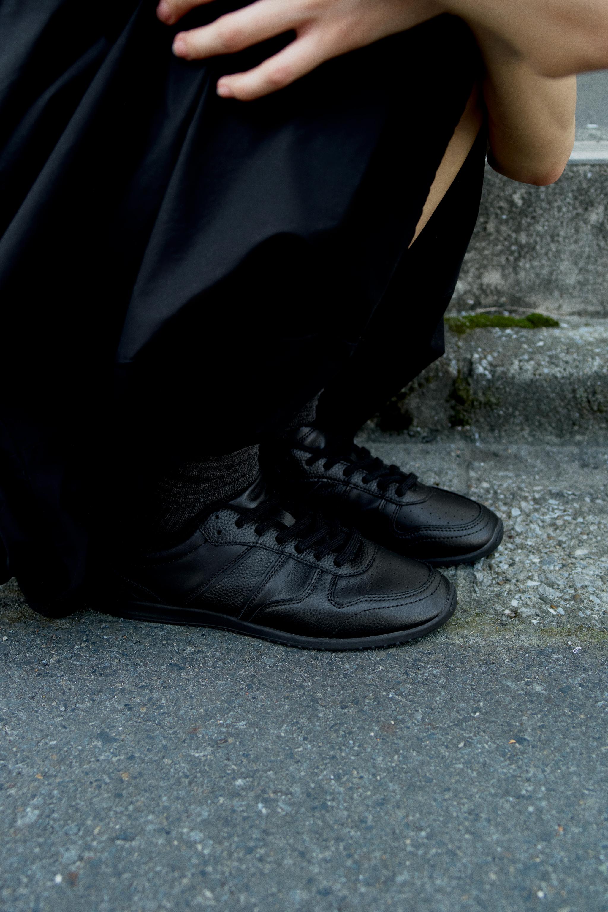 レザースニーカー - ブラック | ZARA Japan / 日本