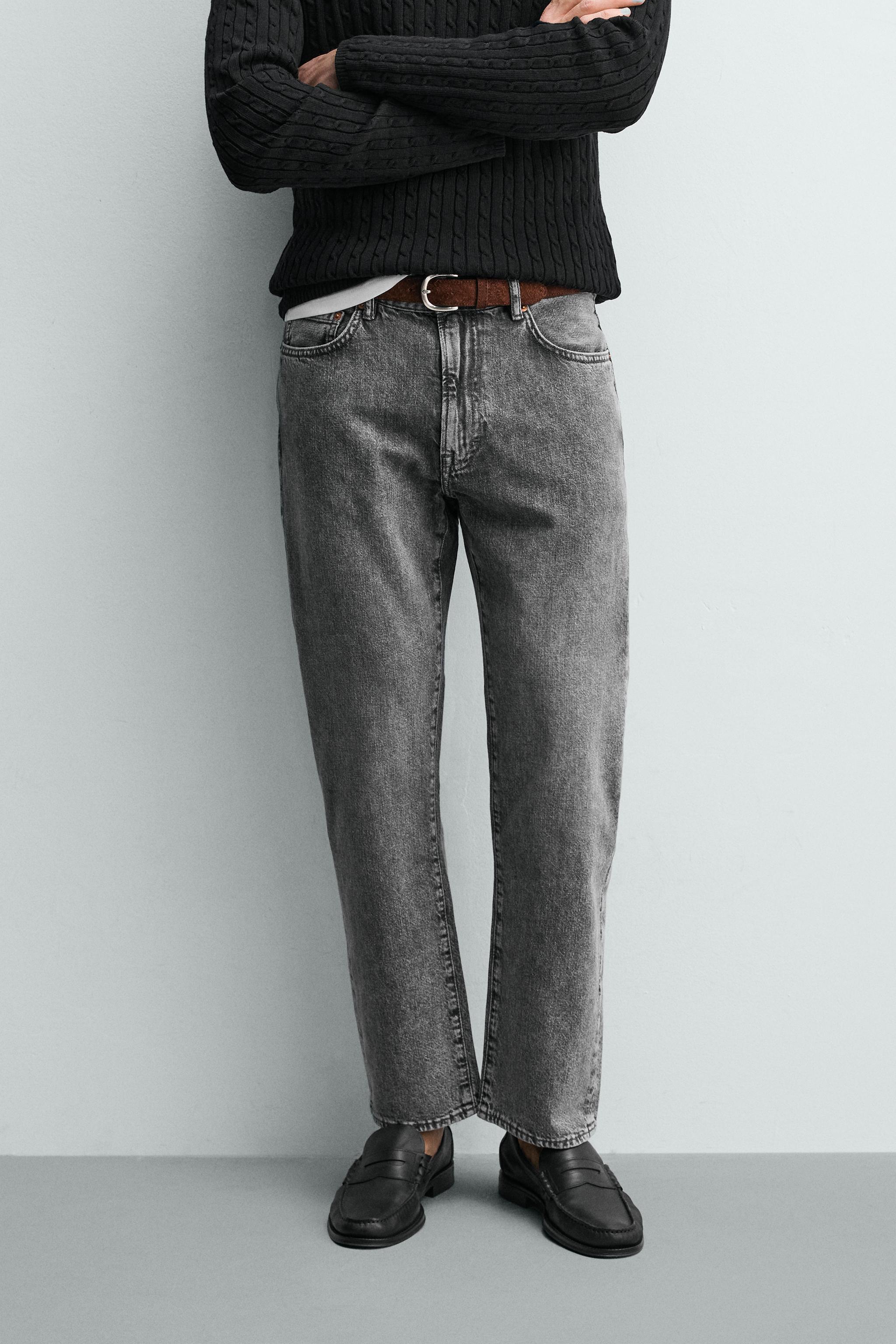 REGULAR FIT LIGHTWEIGHT JEANS — Grey