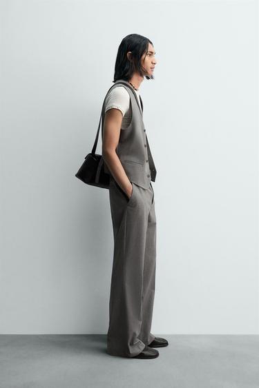 GILET DE COSTUME STRUCTURÉ À RAYURES - Gris de Zara - Image 3