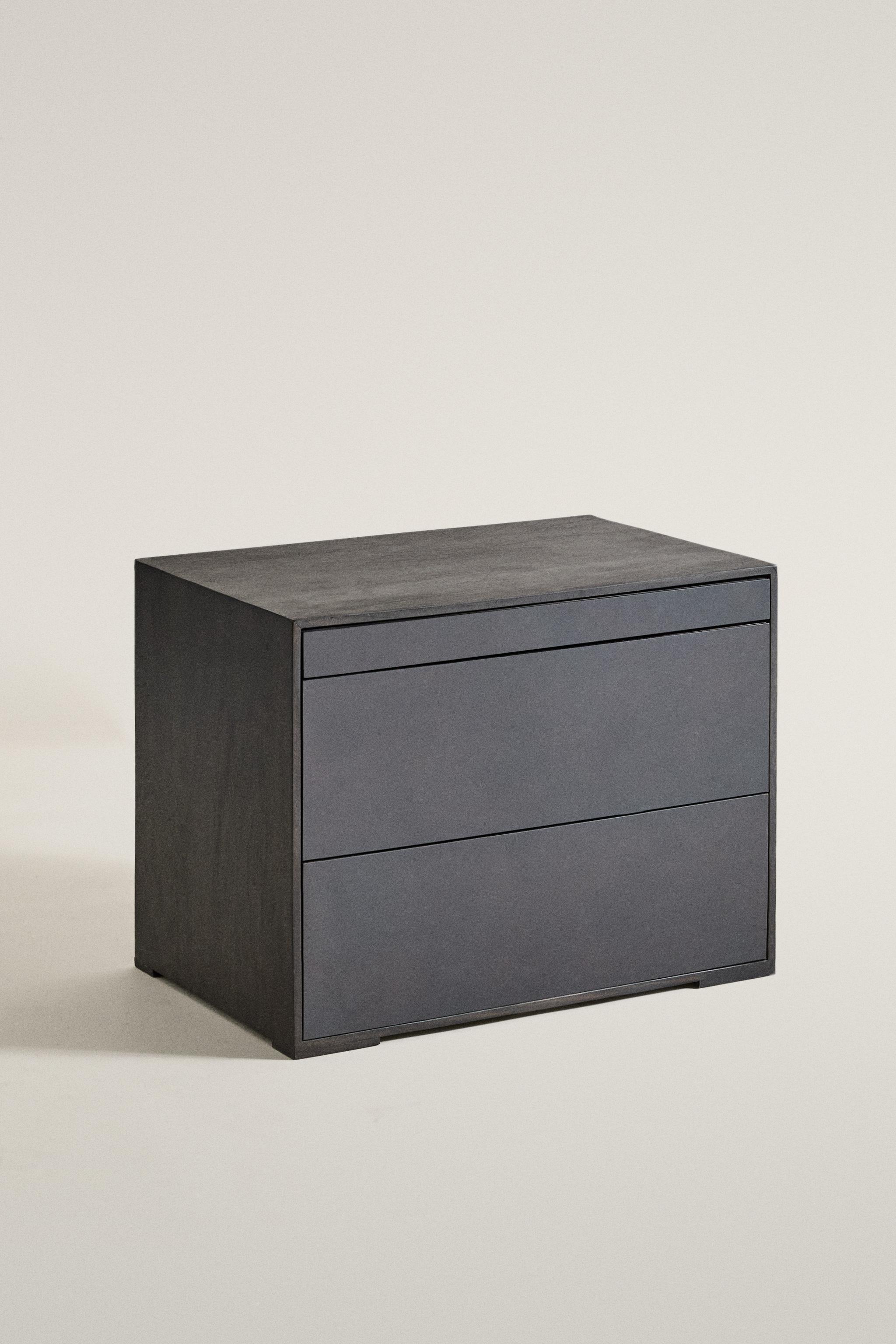 WOOD AND METAL BEDSIDE TABLE