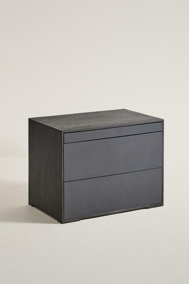 WOOD AND METAL BEDSIDE TABLE — Black 2