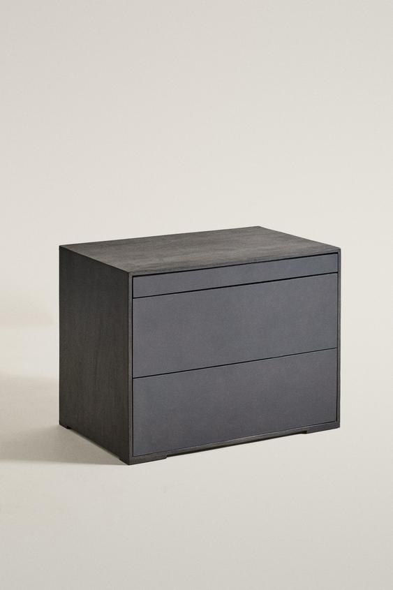 Zara WOOD AND METAL BEDSIDE TABLE - Black - Image 0