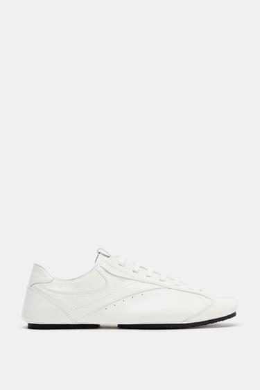 Zara LEATHER DERBY SNEAKERS - White
