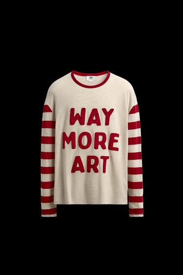 Zara STRIPED COMBINATION T-SHIRT - Beige - Image 0