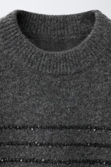 PULL EN MAILLE À RAYURES ET PAILLETTES - rayures de Zara - Image 2
