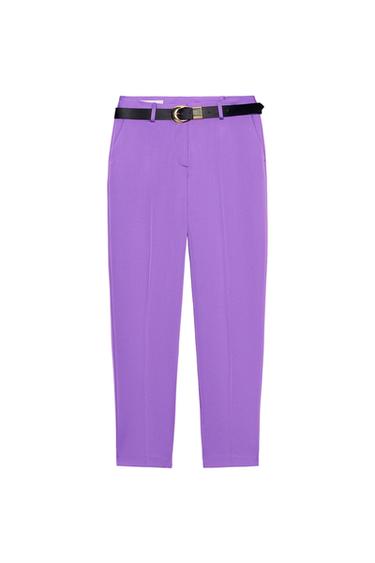 PANTALONI DRITTI CON CINTURA - Viola di Zara