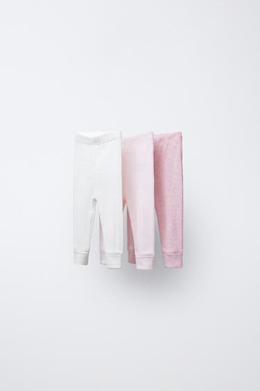 Zara PAKOVANJE OD TRI PARA REBRASTIH HELANKI – Ružičasta