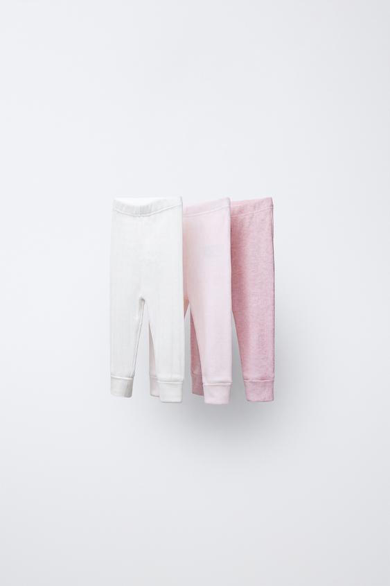 Zara Jeans Rib PACK TRES LEGGINGS RIB - Rosa | ZARA Mexico