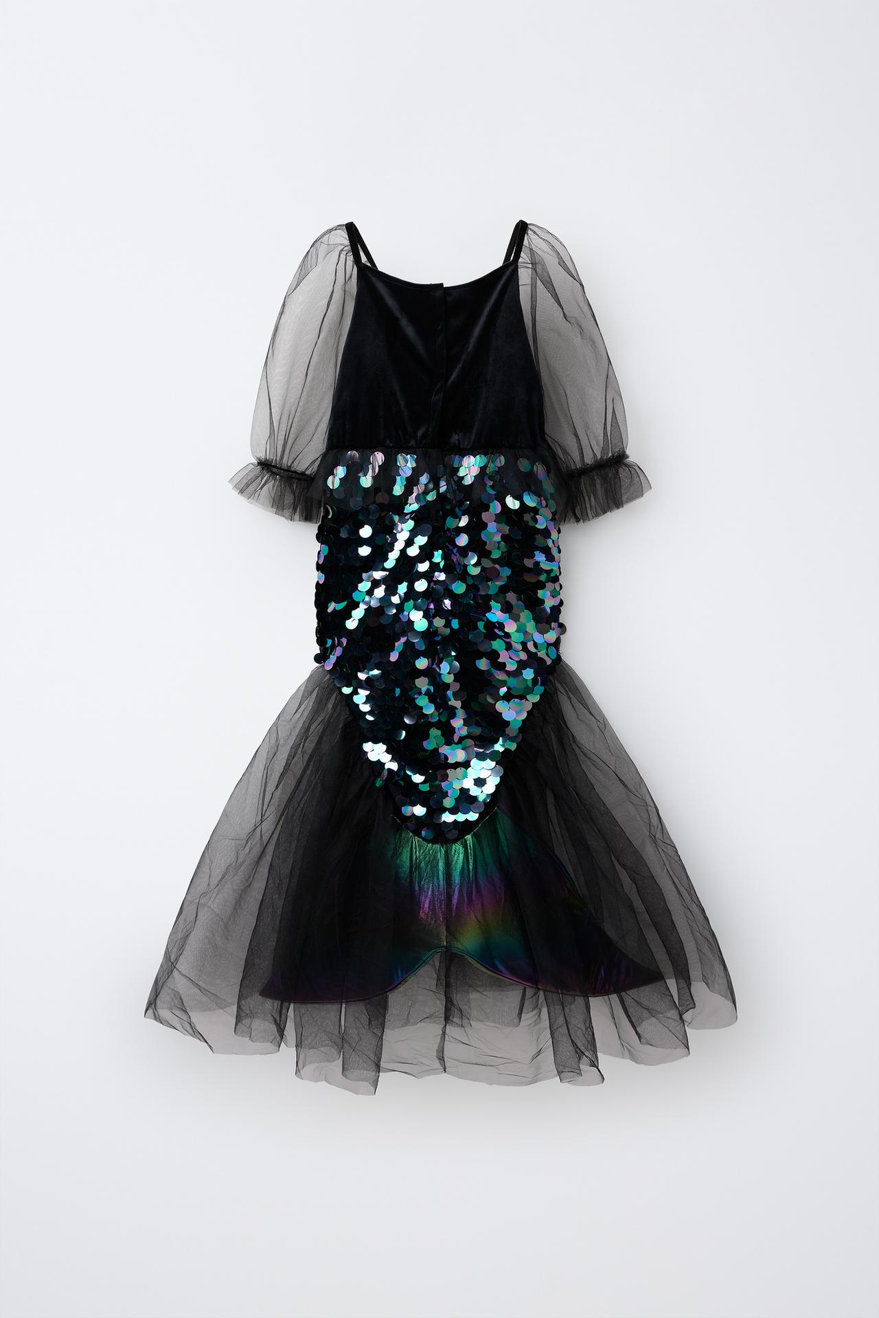 SEQUIN MERMAID DRESS COSTUME — Black