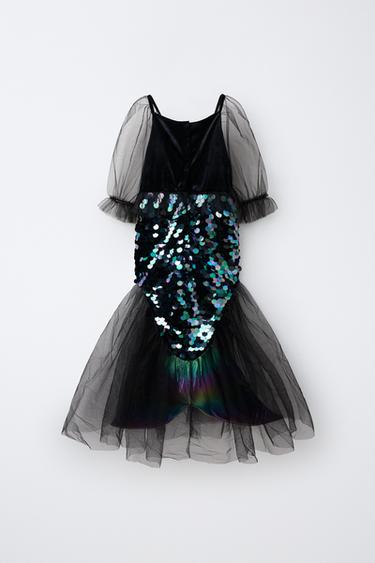 SEQUIN MERMAID DRESS COSTUME — Black 2