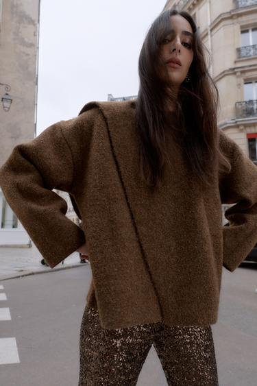 Zara CARDIGAN SCARF - Brown