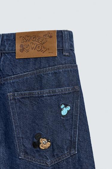 JEAN COUPE LARGE BRODÉ HARRY LAMBERT FOR ZARA X DISNEY - Bleu de Zara - Image 3