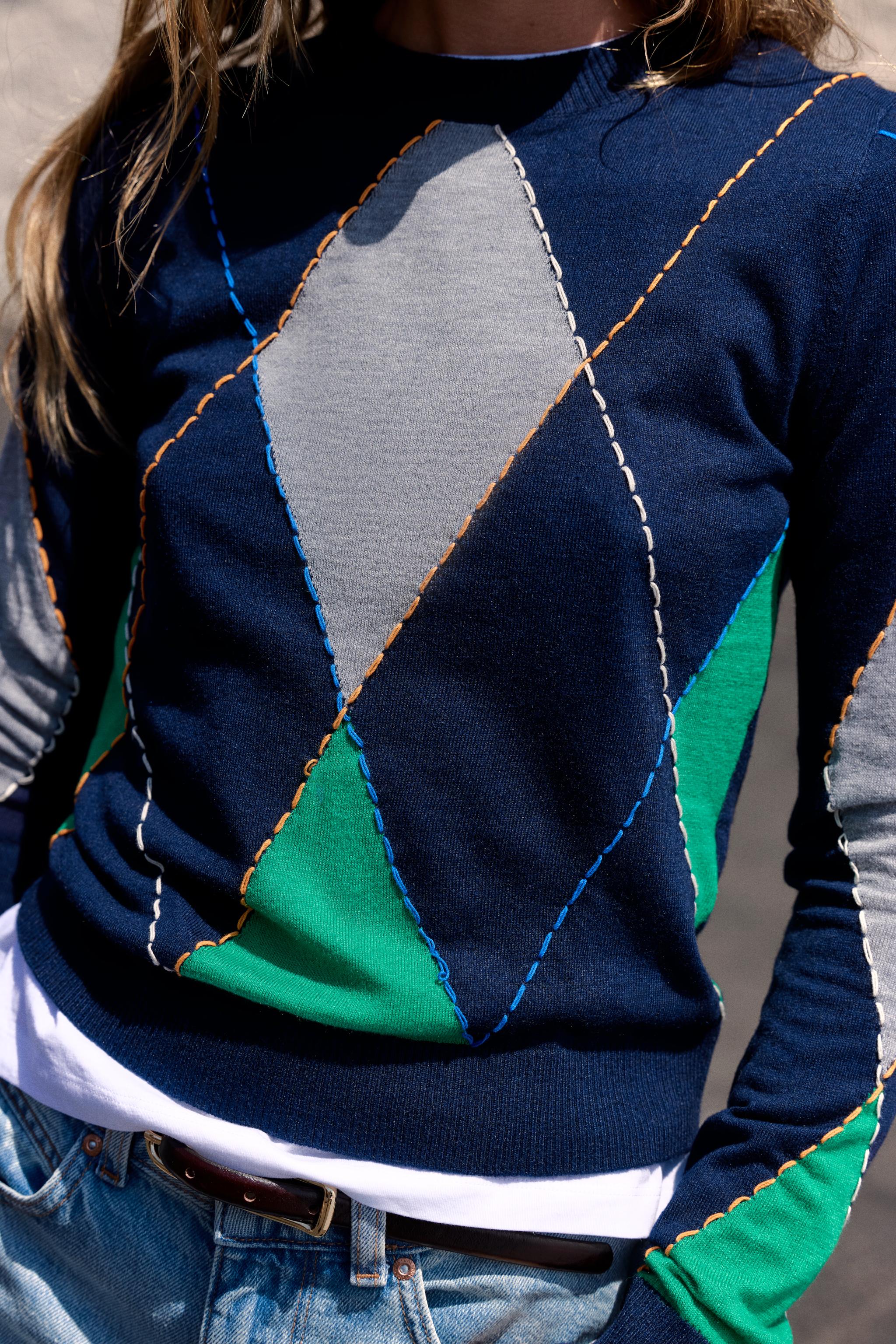 DIAMOND-KNIT JUMPER