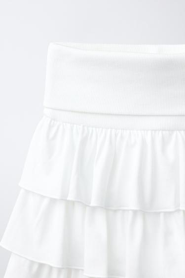 RUFFLED STRIPED BERMUDA SKORT - White by Zara - Image 2