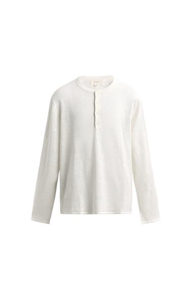 Zara 100% HEMP HENLEY JUMPER - White