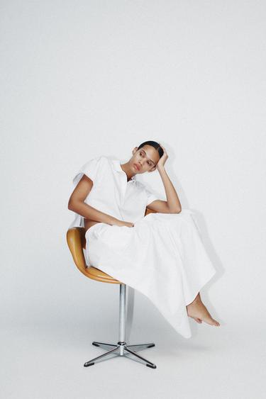 PLEATED MIDI SKIRT - White by Zara - Image 3