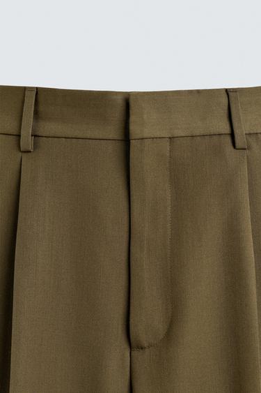 LIMITED EDITION SUIT TROUSERS WITH PLEATS - Dark olive by Zara - Image 8