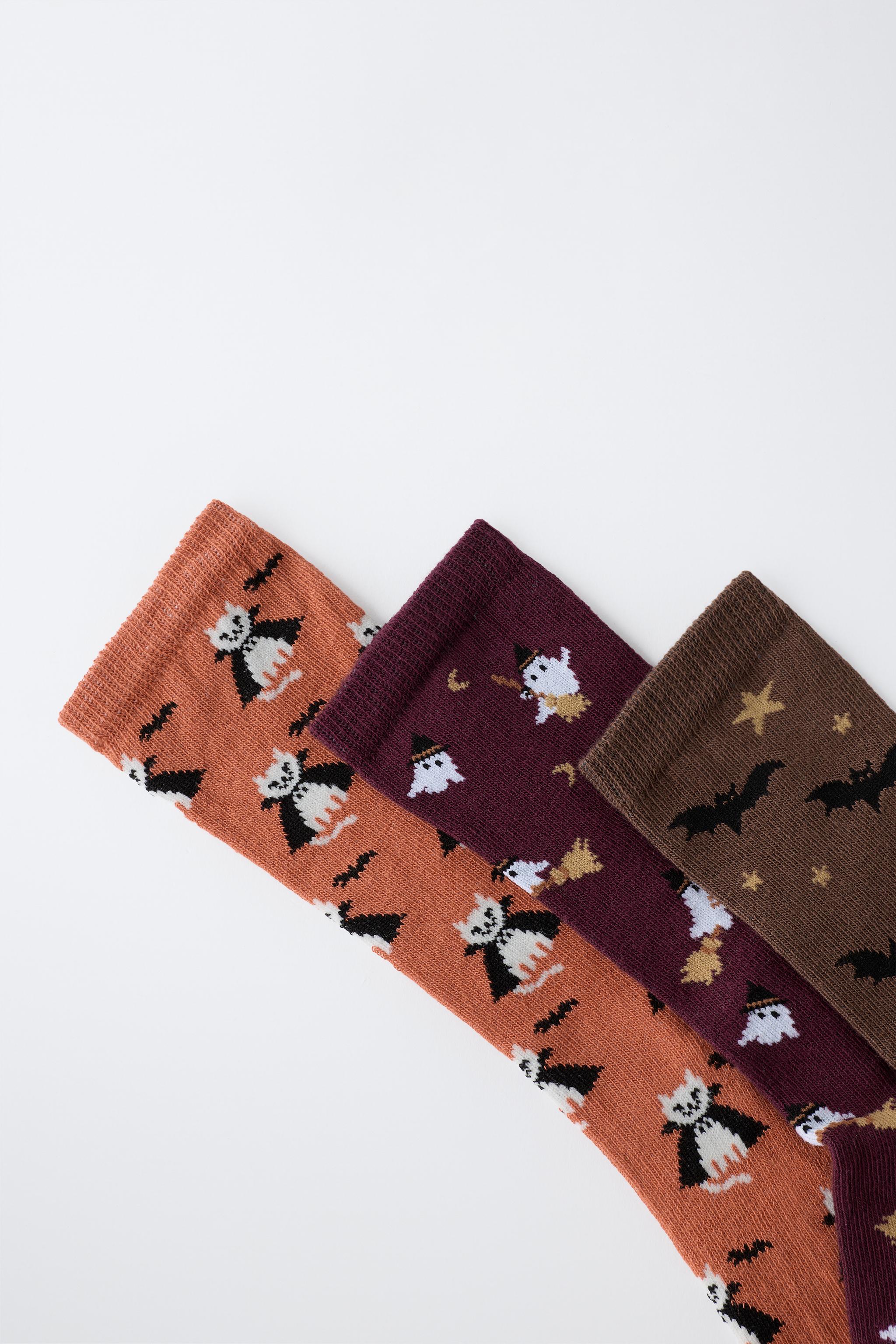 LOT DE TROIS PAIRES CHAUSSETTES IMPRIMÉ CHAUVE-SOURIS et VAMPIRE